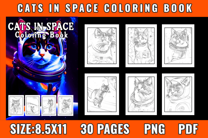 Cats in space coloring book