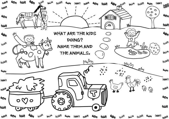 Feeding farm animals coloring