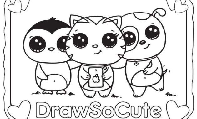 Cute kawaii animals coloring sheets