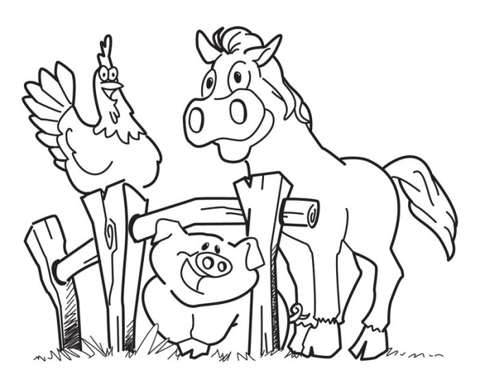 Farm animals online coloring page