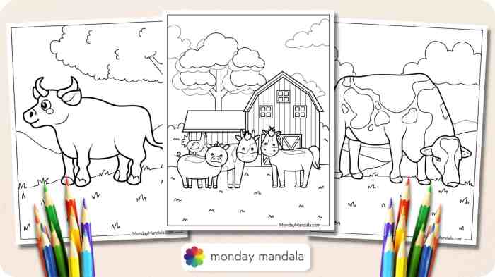 Farm animal coloring pages labled