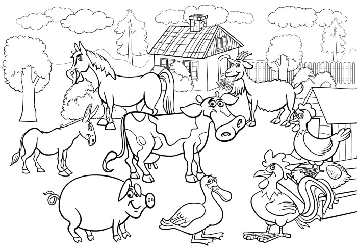 Farm animals coloring pages for kids printable