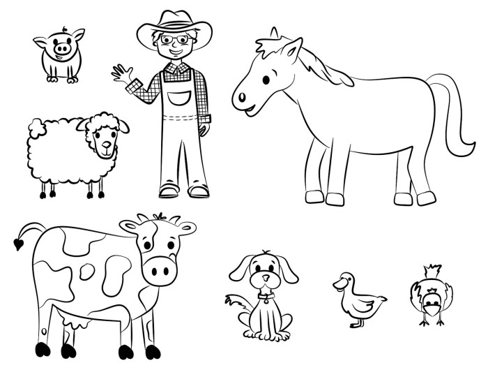 Farm animals online coloring page