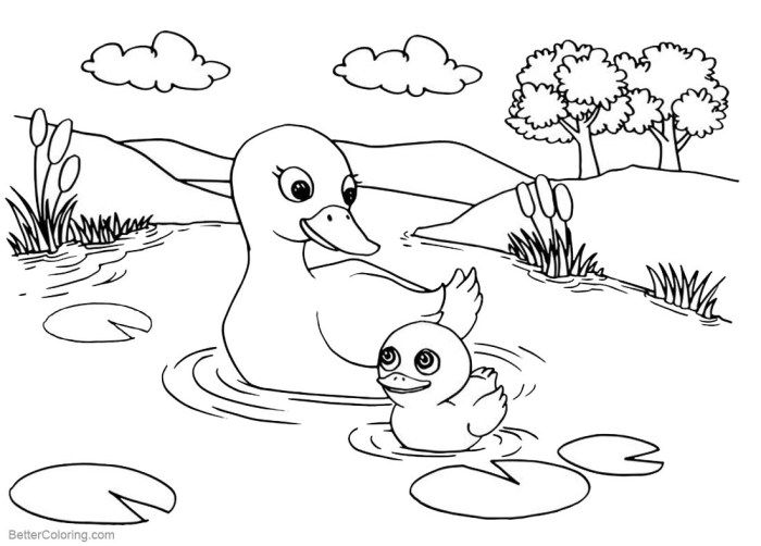 Free coloring pages pond animals