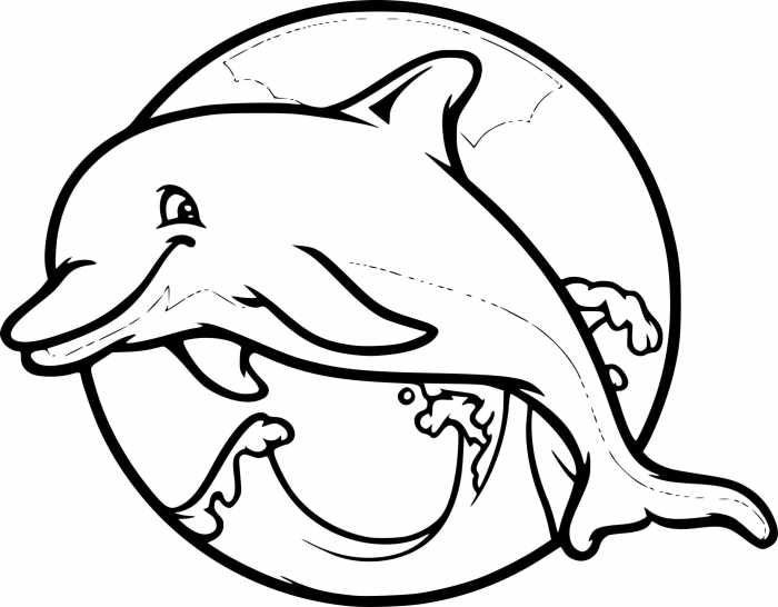 Easy animal coloring pages dolphine