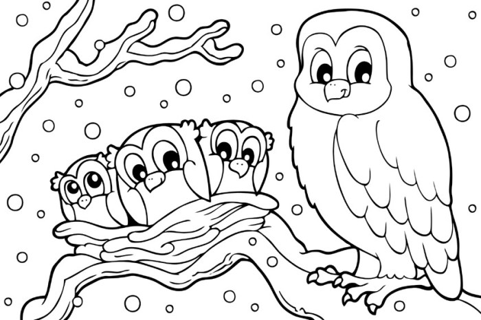 Coloring pages of winter animals