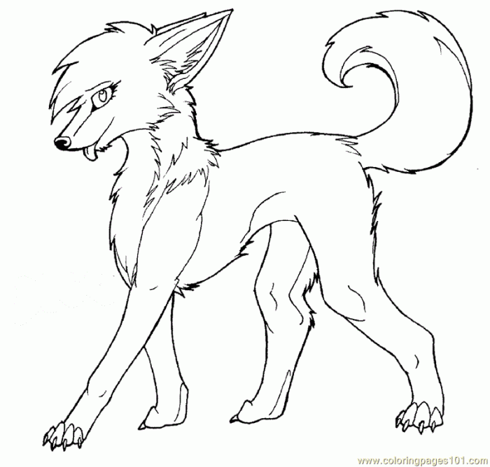 Free coloring printable anime wolf boy