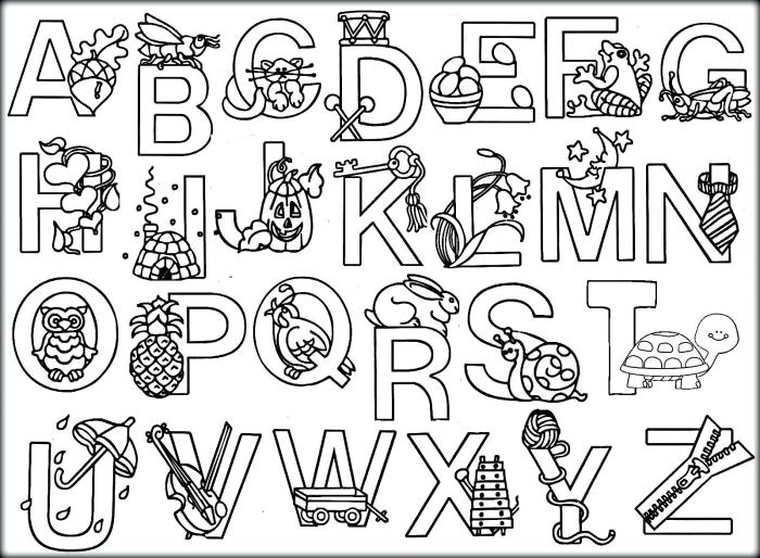 Alphabet coloring pages animals