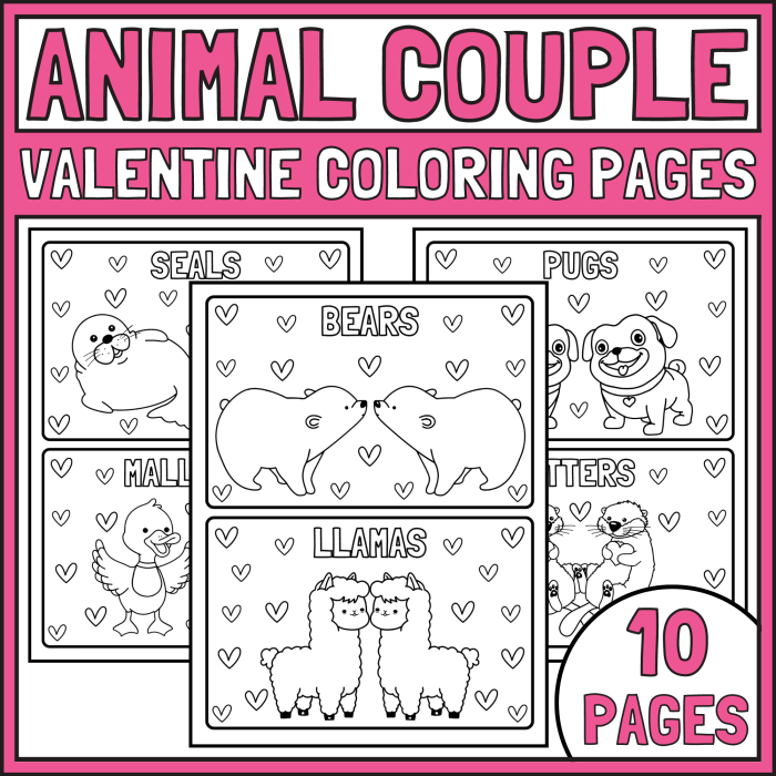 Cute valentine animal coloring