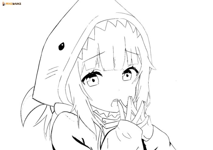 Group of anime girls coloring page