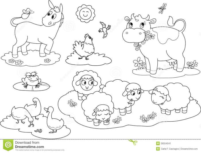 Farm animal coloring pages labled