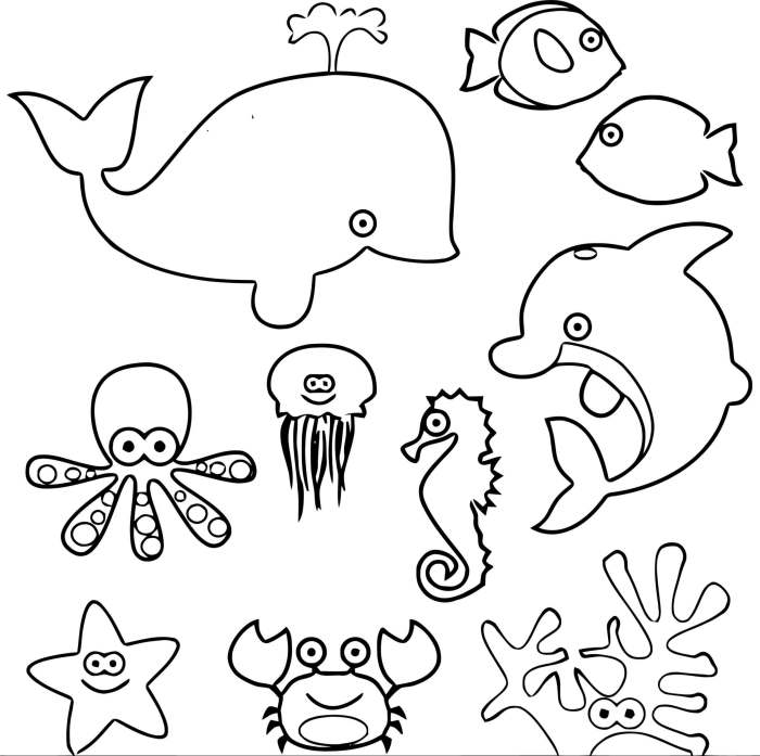 Ocean animals printable coloring pages