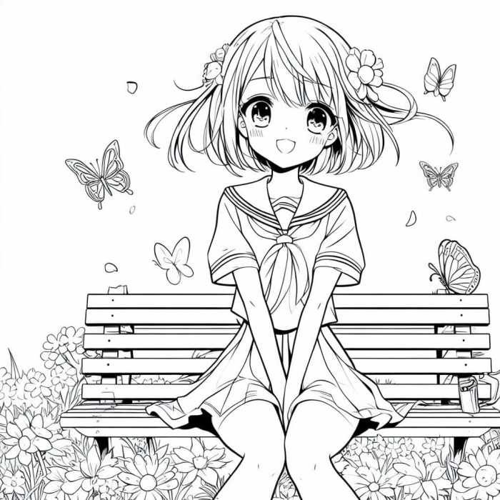 Cute transparent anime coloring sheets