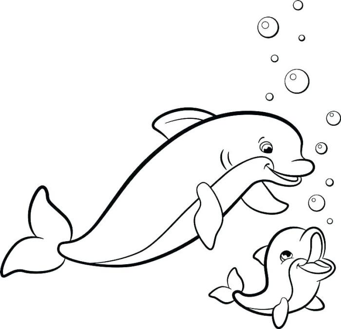 Easy animal coloring pages dolphine