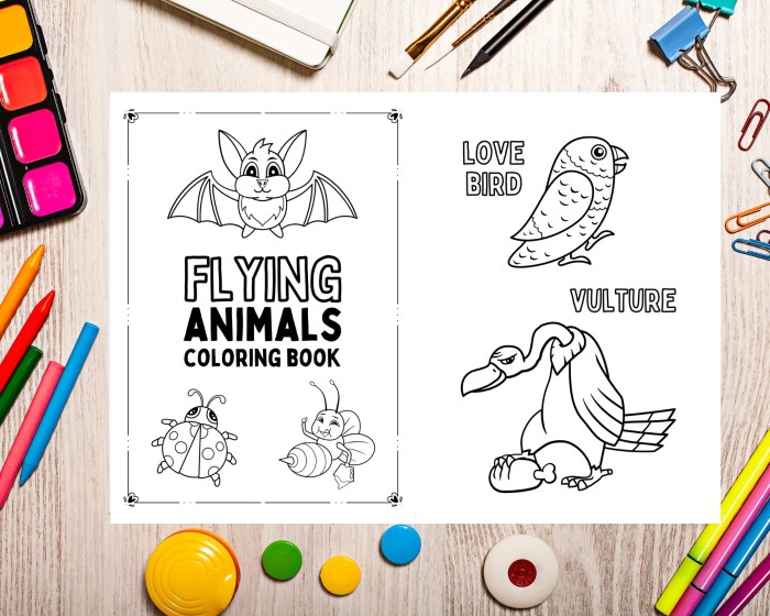 Flying animals coloring page