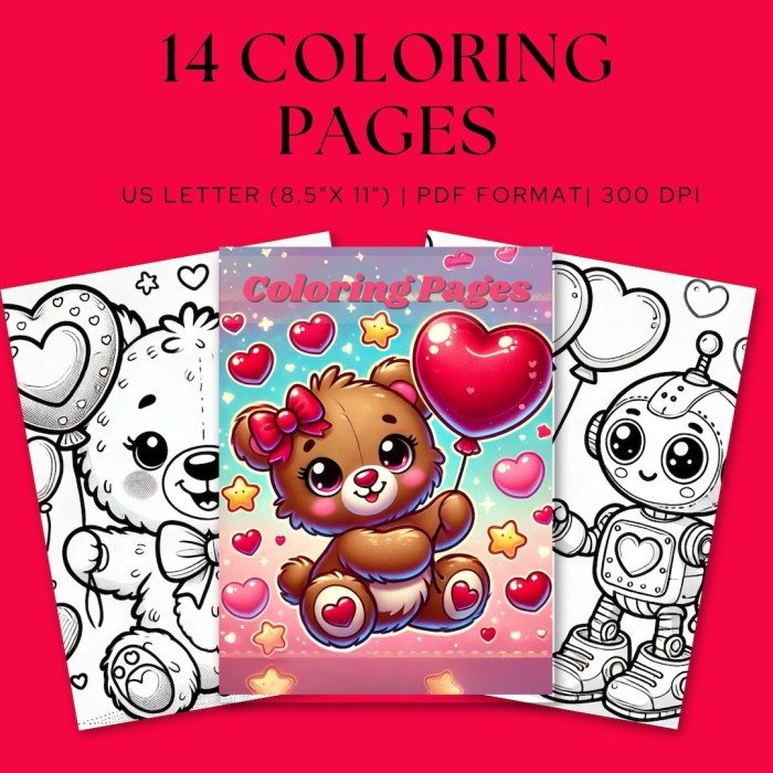 Cute valentine animal coloring