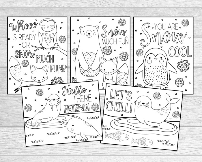 Coloring pages of winter animals