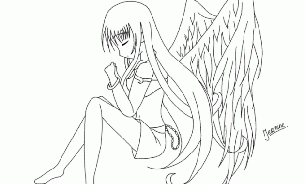 Cute anime coloring sheet angel