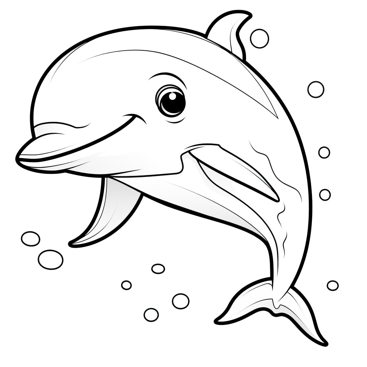 Easy animal coloring pages dolphine