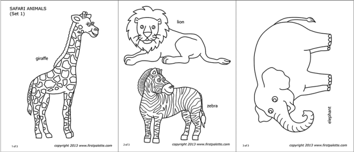 Printable safari animal coloring pages