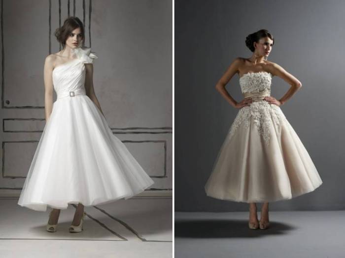 Tea length retro wedding dress