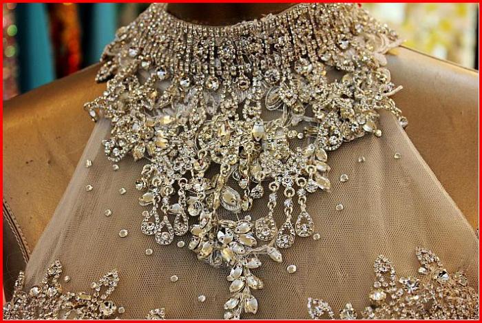 Swarovski crystals on wedding dress