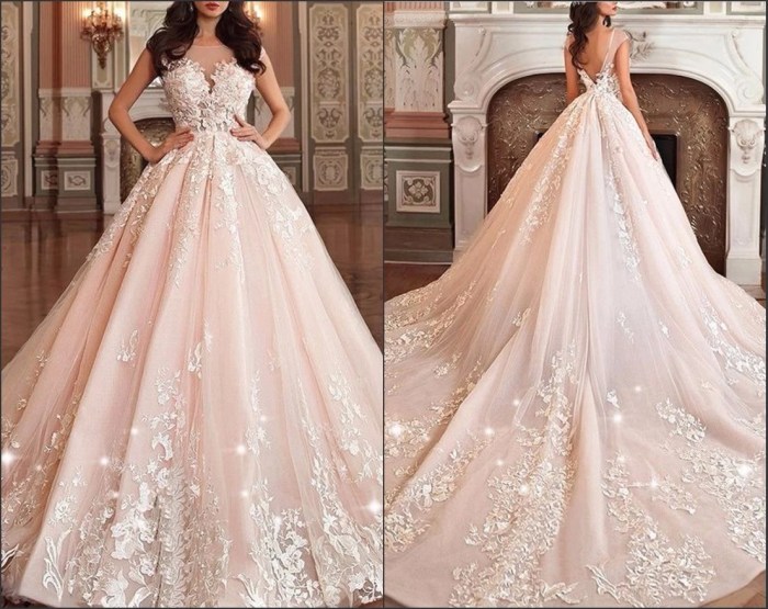 Champagne pink wedding dress