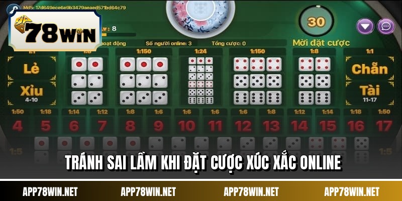 Tránh sai lầm khi đặt cược xúc xắc online